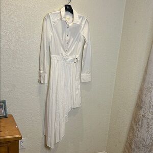 Maeve White Asymmetrical Shirt Dress